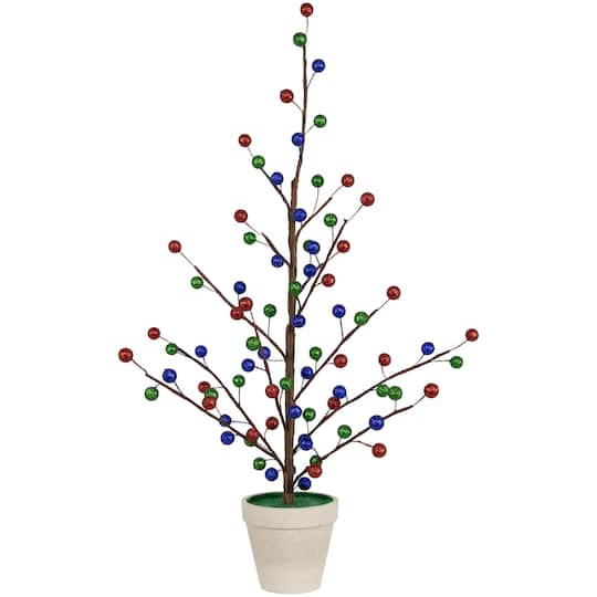 Northlight 24" Glittered Ball Artificial 2 Foot Pine Christmas Tree, One Size, Multiple Colors